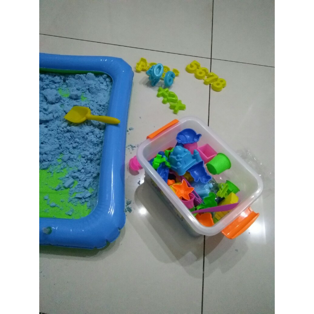 聪乐美太空玩具沙月亮沙5斤套装赠升级版90模具沙盘气筒天蓝色