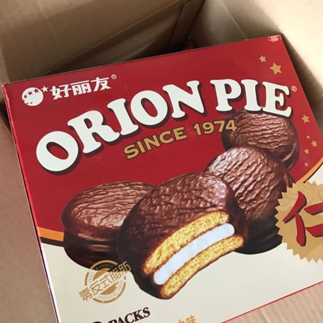 好丽友orion糕点巧克力派408g盒12枚蛋糕礼盒