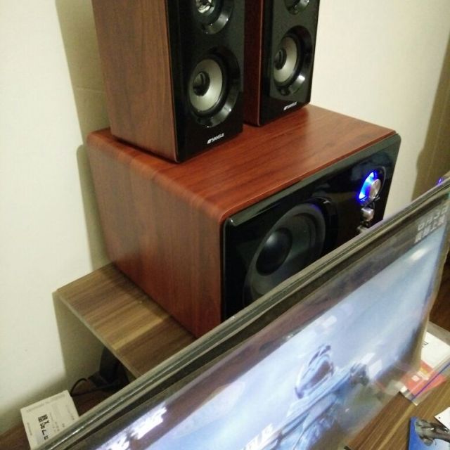 sansui/山水 gs-6000(80a)蓝牙音箱低音炮台式2.1插卡实木电脑音响