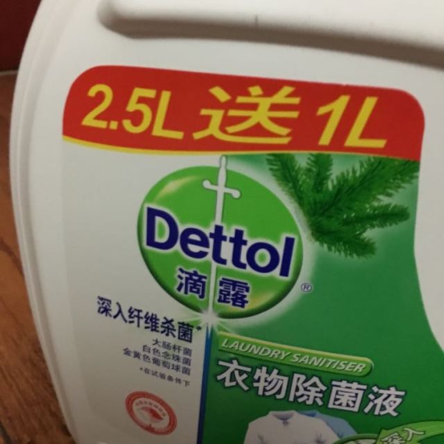 滴露dettol松木衣物除菌液25升1升瓶装有香味配合洗衣液洗衣粉使用