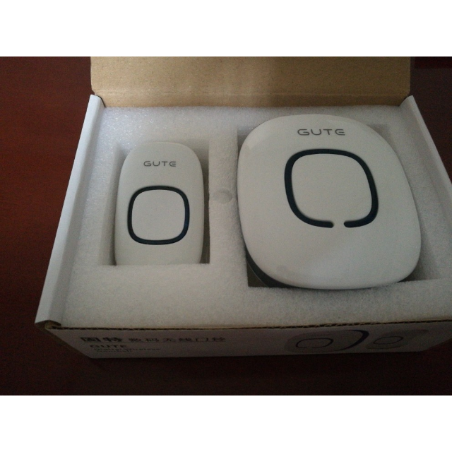 gute固特 时尚彩色无线门铃家用远距离缤纷三色任选 m4868圆形白色