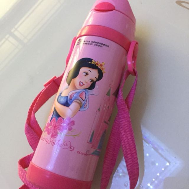 迪士尼米奇公主软吸管保温杯不锈钢儿童水杯壶5673 450ml粉色公主
