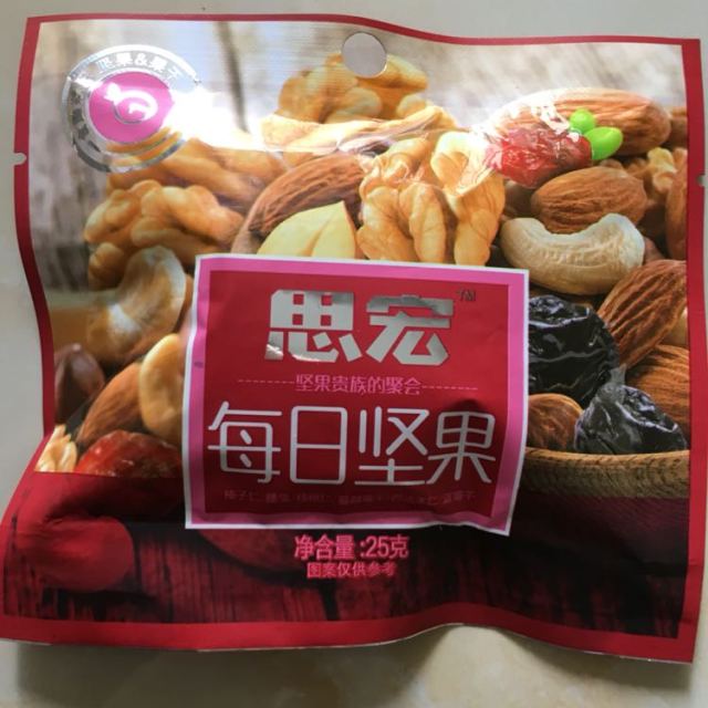 思宏 每日坚果 腰果核桃仁巴旦木175g(25gx7袋)( 6味果干组合袋装枣