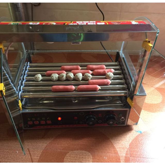 > 迈玮 烤肠机商用烤肠机热狗机7管带门烤肠机 双控温 不锈钢香肠机