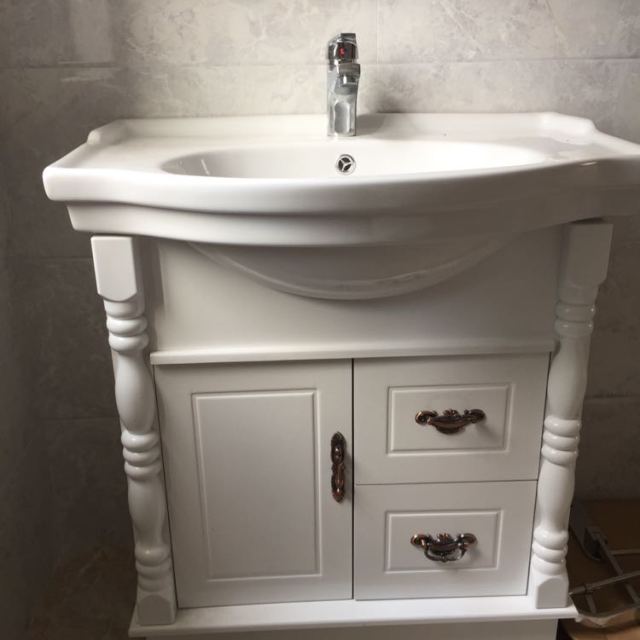 帝宏罗马柱落地浴室柜 fp0070 白色落地卫浴柜洗手盆组合评价【怎么样