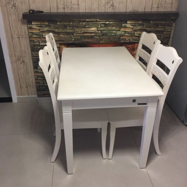 韩式餐桌椅象牙白四椅六椅组合长方形餐桌120601 一桌四椅餐桌家里