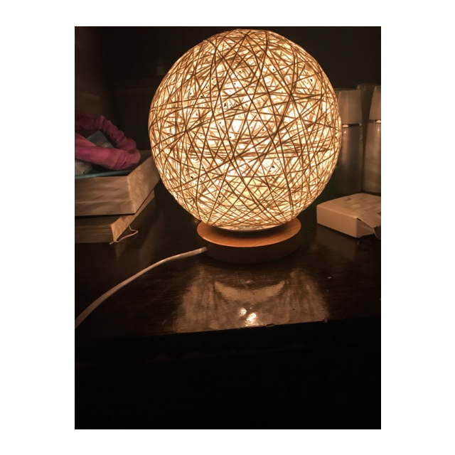 实木麻线藤球麻球木质竹质小台灯创意卧室温馨宝宝喂奶起夜床头小夜灯