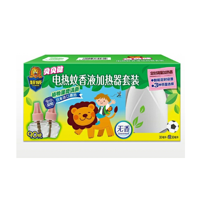 超威贝贝健儿童薄荷香电蚊香液30ml4瓶定时调量加热器2个