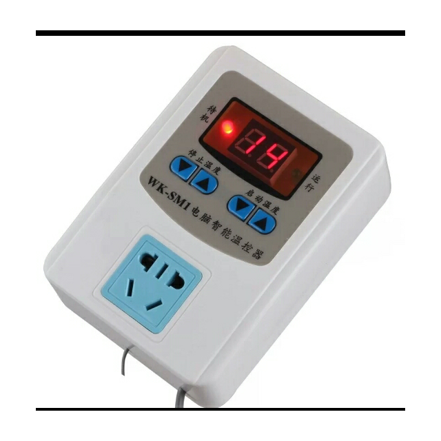 臣源 电脑智能温控器 可调数显温度控制器 自动温控开关插座 sm1 2米