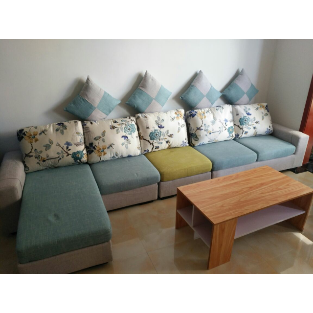 沙发床多人位懒人沙发 a款(海绵版)五人位 脚踏高清大图|实物图