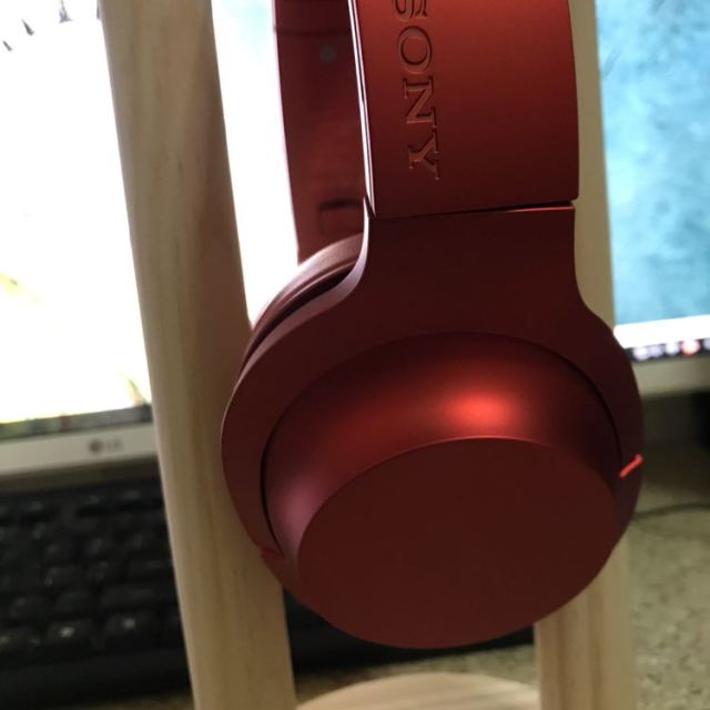 索尼(sony)无线降噪立体声耳机mdr-100abn(朱砂红色) 可折叠头戴式