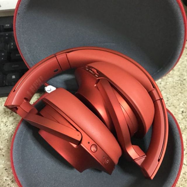 索尼(sony)无线降噪立体声耳机mdr-100abn(朱砂红色) 可折叠头戴式