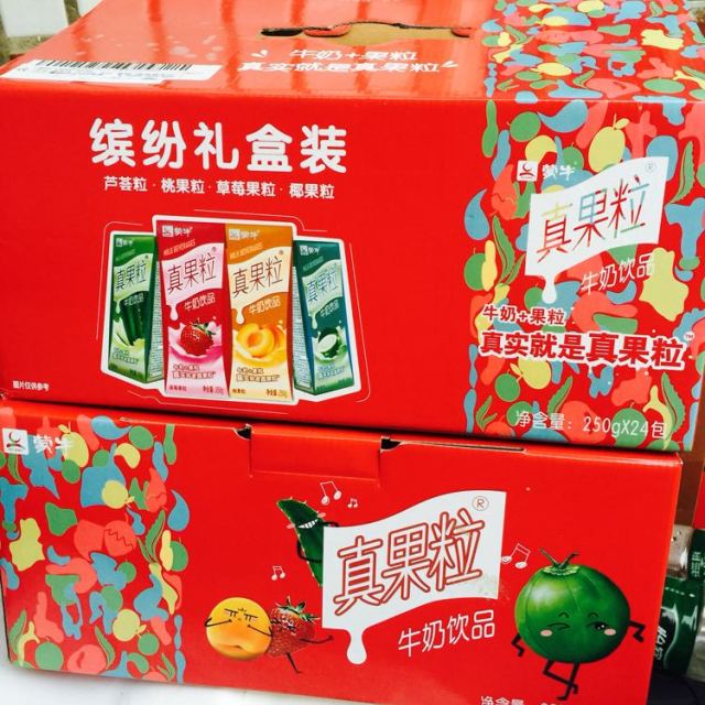 真果粒牛奶饮品草莓芦荟椰果桃果粒250g24四种口味缤纷装新老包装随机