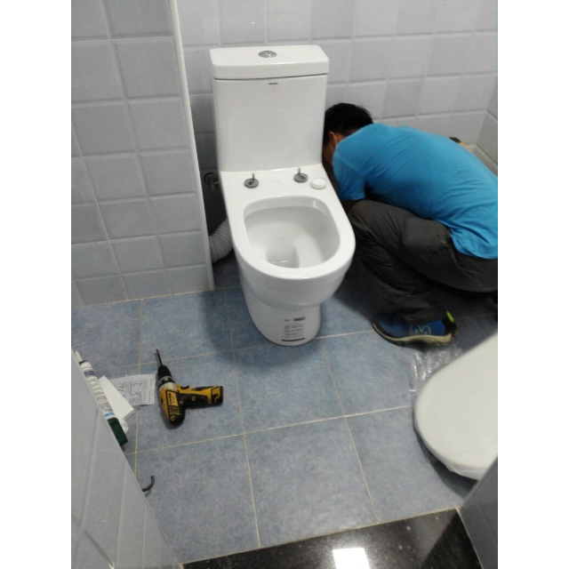 直冲式连体座便器ab1241坐便器 后排马桶 需自备墙排管坐便器安装师傅