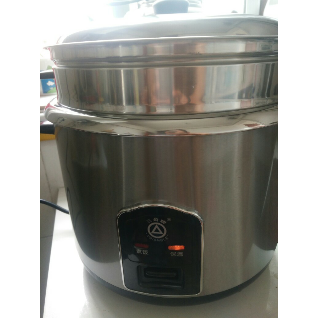 不鏽鋼全鋼電飯鍋家用煮飯鍋電飯煲煲湯6升1000w 三角正品高清大圖