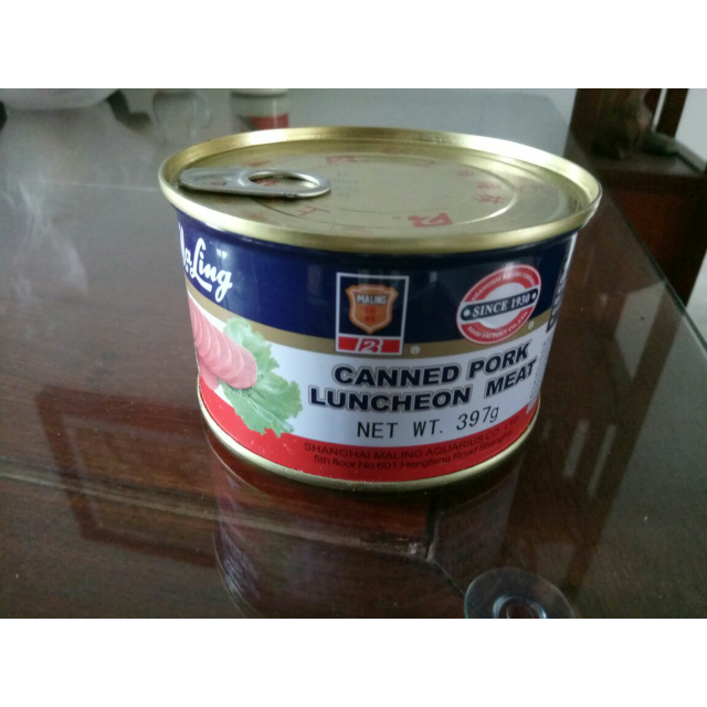 梅林maling午餐肉罐头圆形397g肉类罐头罐装猪肉