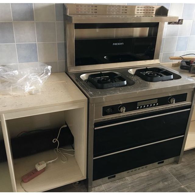 美大meida1209f时尚先锋不锈钢台面侧吸式下排集成灶天然气液化气集成