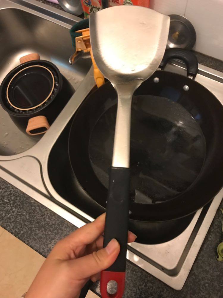 亿用304不锈钢锅铲炒菜铲子 厨具铁菜铲长柄炒勺中式一体鱼铲平铲晒单