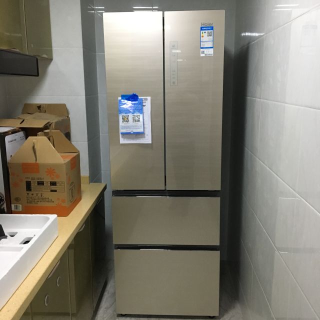 杀菌彩晶玻璃面板家用对开门电冰箱 海尔bcd-331wdgq高清大图|实物图