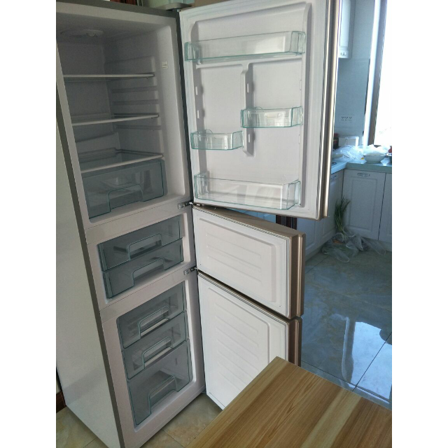 万宝wanbao208升三门冰箱家用直冷节能省电中门软冷冻自感应温度补偿