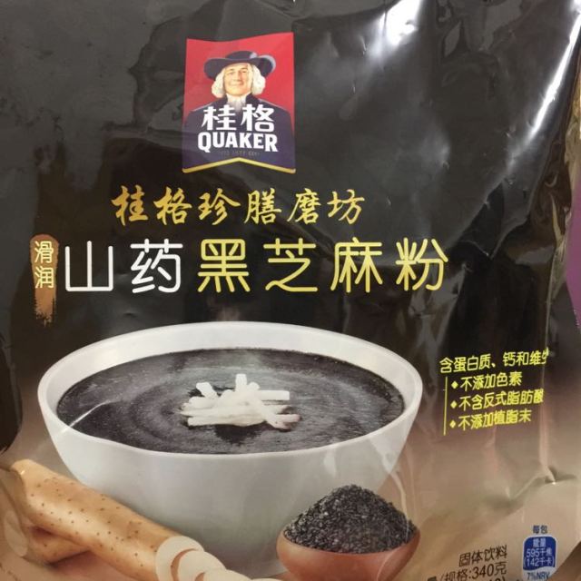 桂格(quaker)珍膳磨坊山药黑芝麻粉340g盒装 (34g*10袋) 即食 含糖