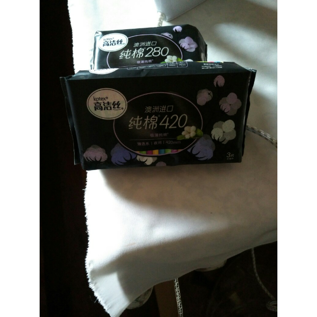 > kotex高洁丝 尊享系列卫生巾 丝薄双质感面层超长夜用420mm 3片商品