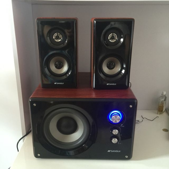 sansui/山水 gs-6000(80a)蓝牙音箱低音炮台式2.1插卡实木电脑音响