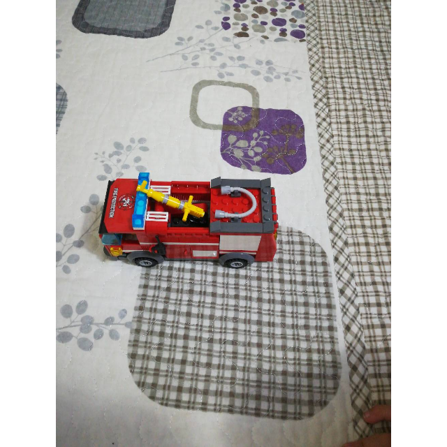 开智兼容乐高儿童玩具6岁以上男孩消防喷水车拼插塑料小颗粒拼装积木