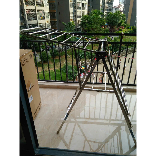 阳台晾衣架固定式不锈钢折叠翼型室内可移动晾衣杆圆管圆边洗晒用品