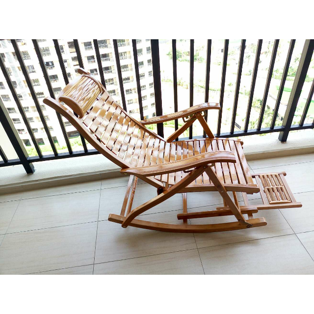 dyuans客厅竹摇椅竹躺椅逍遥椅折叠躺椅老人摇椅夏日午休竹凉椅休闲椅