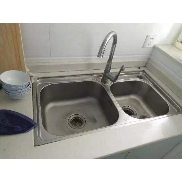 至远中宇厨房304不锈刚水槽双槽洗菜盆厨盆加厚拉丝洗碗池双水槽送