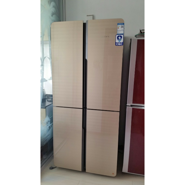 新飞冰箱bcd450wgvr8a波光纹玻璃金