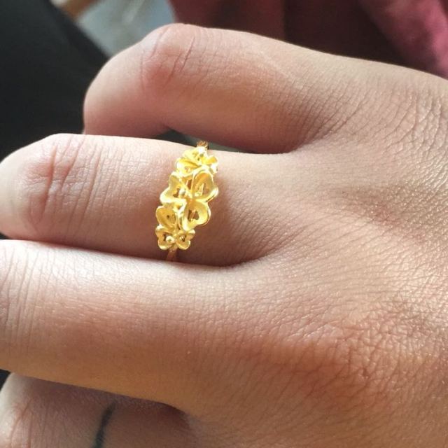 钻石快线时尚清新足金戒指女心花开口黄金戒指275克
