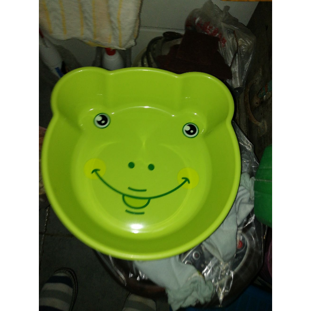 茶花 塑料儿童可爱卡通脸盆 新生宝宝婴儿加厚小号洗脸盆 03441k 绿色