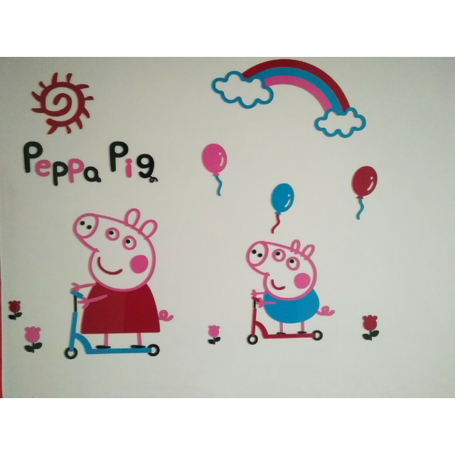 舒厅 卡通动漫小猪佩奇亚克力3d立体墙贴画客厅卧室墙贴纸儿童房背景