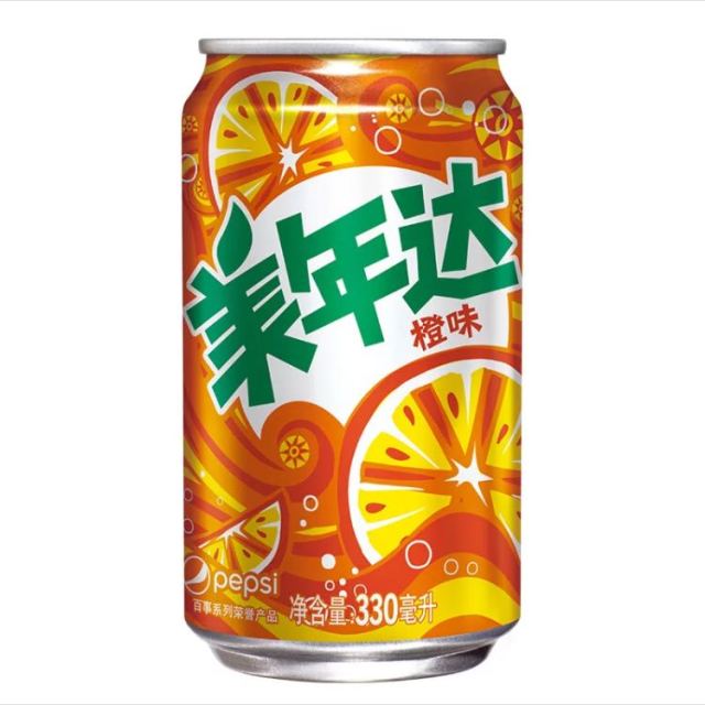 百事可樂美年達mirinda碳酸飲料橙味汽水330ml24整箱裝百事可樂榮譽