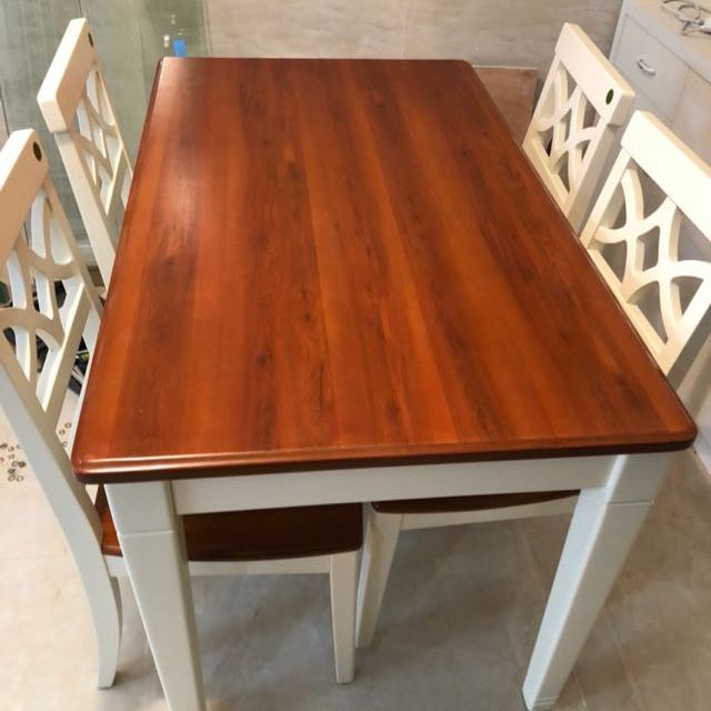 > 全友家居 地中海餐桌椅组合 美式小户型餐台饭桌木质家具121102