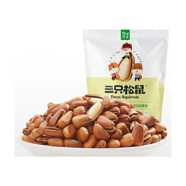 满199减120三只松鼠开口松子100g零食坚果炒货东北红松子原味