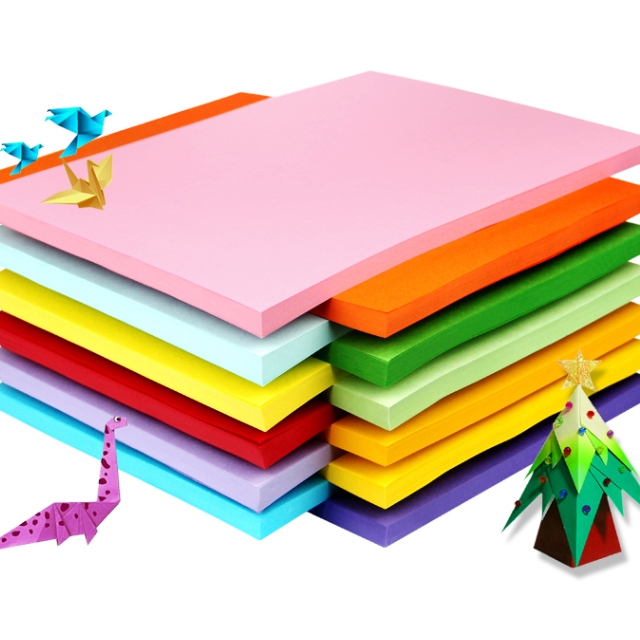 a4打印纸彩色卡纸80g彩色复印纸红黄蓝绿粉紫手工折纸100张彩纸橙色