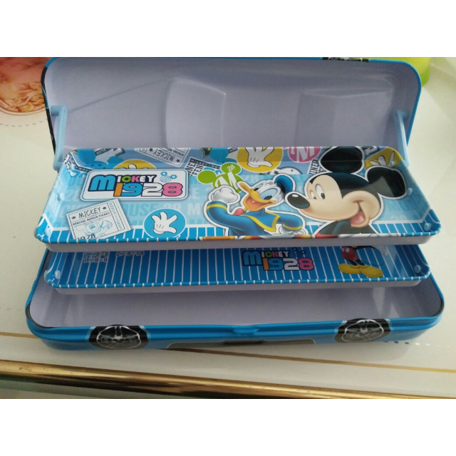 > 迪士尼米奇儿童三层越野汽车文具盒铁笔盒小学生铁铅笔盒男女童收纳
