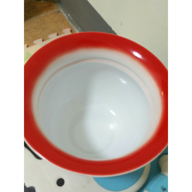 hk华科加厚搪瓷痰盂 矮痰桶 红加白痰盂 小孩搪瓷尿盆老人坐便器送盖