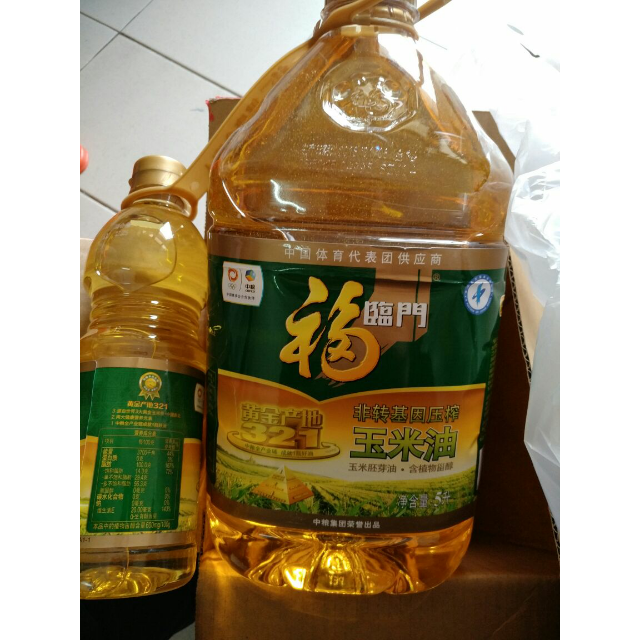 中糧福臨門食用油黃金產地非轉基因壓榨一級玉米油5l