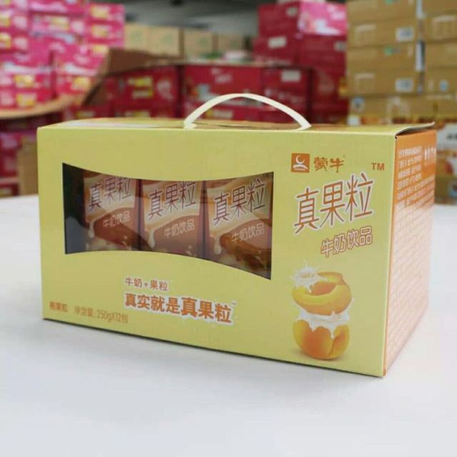 蒙牛真果粒牛奶饮品桃果粒250g12盒