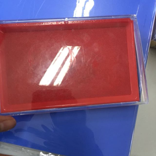 deli得力9864方形透明外壳快干印台印泥印油支持即印即干红色1盒装