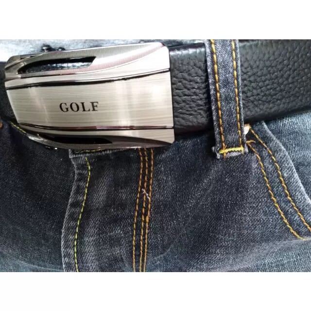 > 高尔夫golf皮带男自动扣皮带头层牛皮腰带真皮男士韩版时尚裤腰带