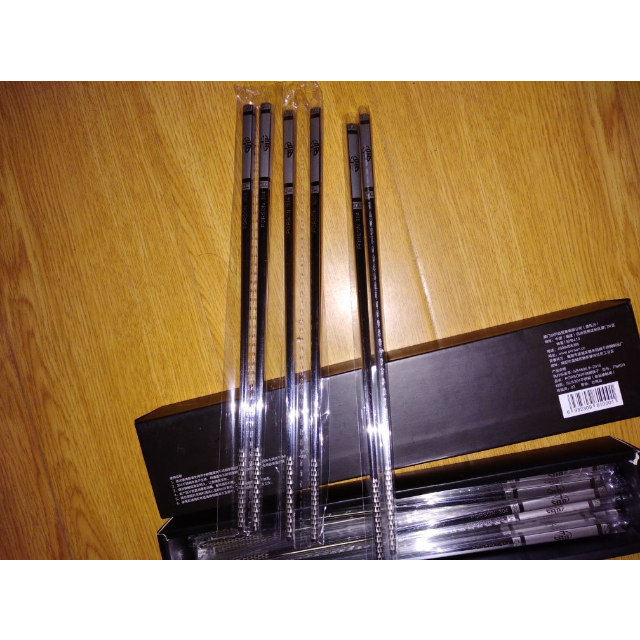 德国porson 304不锈钢筷子家用方形防滑 家庭银快铁合金套装10双