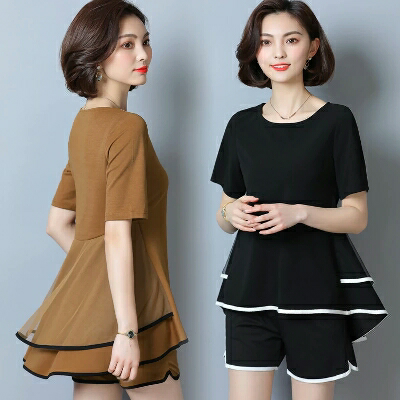 愫惠君(suhuijun)女士套装 愫惠君大码女装2018夏季新款洋气套装微胖