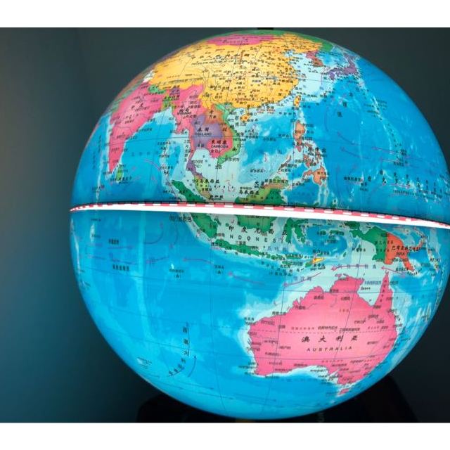 得力deli3037地球仪250mm直径彩色旋转世界地球仪金属带刻度支架教学