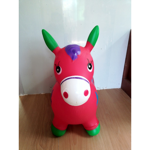 网童奇贝儿童跳跳鹿充气小红马动物玩具加厚防爆送气泵送小篮球