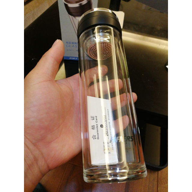 哈尔斯双层隔热高档双层隔热320ml商务办公泡茶玻璃杯水杯玻璃茶杯